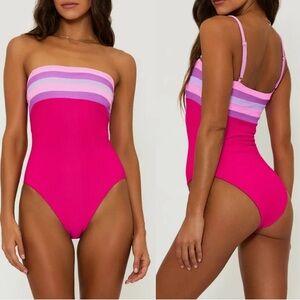 NWT Beach Riot Raspberry color block Jessa one piece swim suit size large